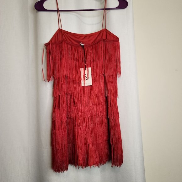 NWT Sincerely Jules Red Fringe Romper - Picture 2 of 7